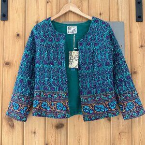 Blugirl Size Medium Printed Open Front Quilt Jacket New With Tags